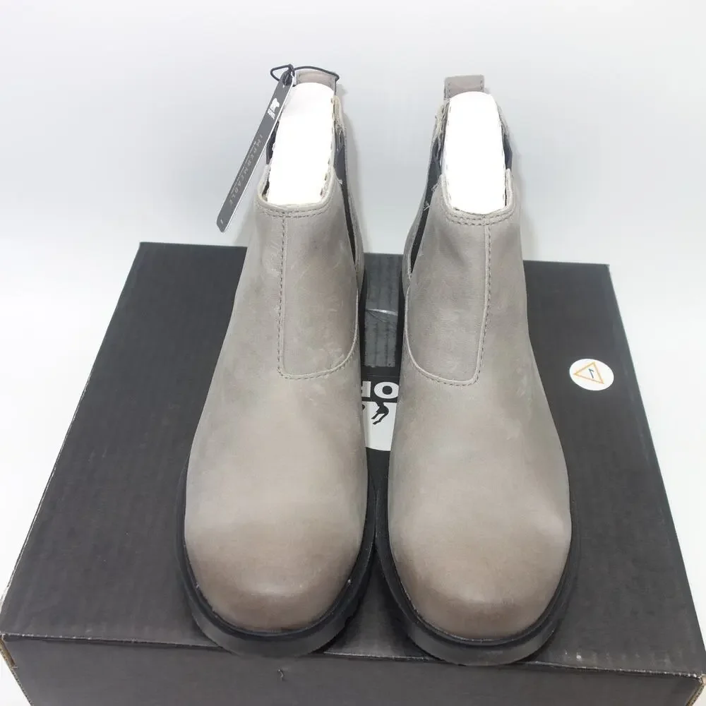 NEW Sorel Women's  9 Emelie II Chelsea Waterproof Bootie Quarry Gray Black